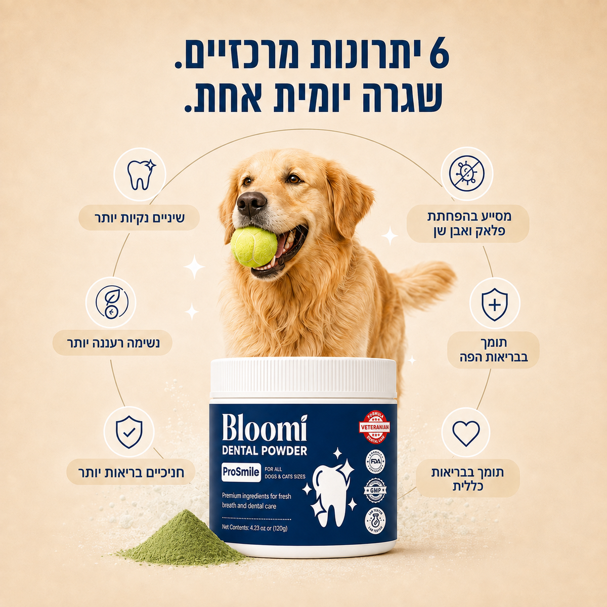 ®Bloomi אבקה דנטלית לכלבים